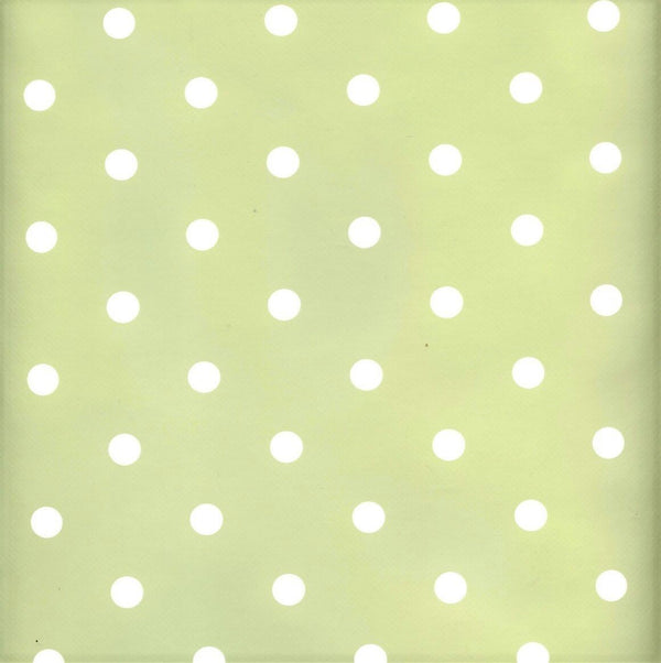 Extra Wide 180cm x 180cm Square Wipe Clean Tablecloth Vinyl PVC Sage Green Polka Dot