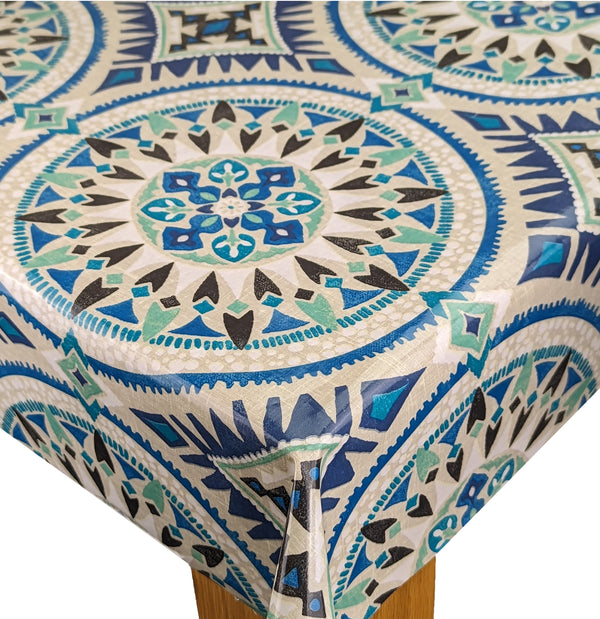 Agadir Blue Oilcloth Tablecloth