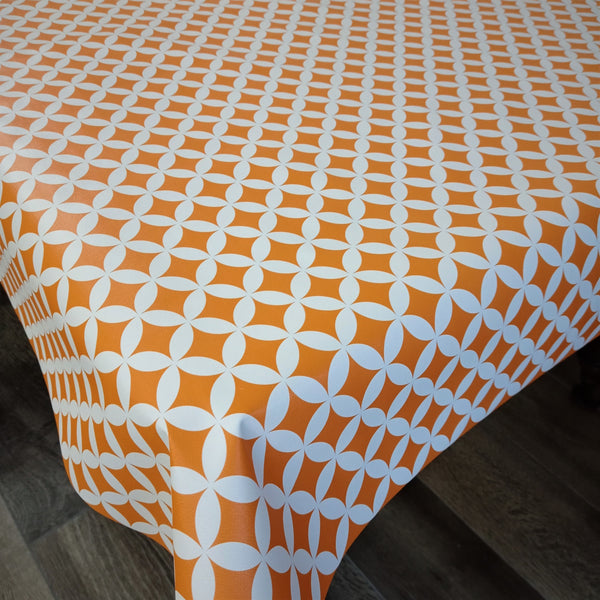 Alice Orange Geometric vinyl tablecloth 80cm x 140cm  -Warehouse Clearance