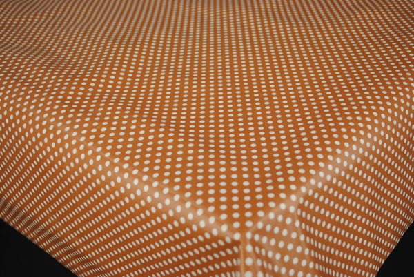 Almond Brown Mini Polka Dot PVC Vinyl Tablecloth 20 Metres