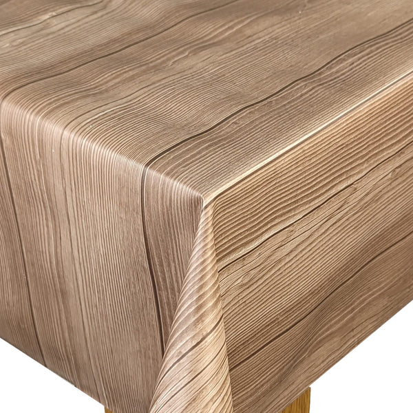 Extra Wide 180cm x 180cm Square Wipe Clean Tablecloth Vinyl PVC Amber Wood Effect