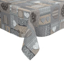 Amelia Hearts Grey Beige PVC Vinyl Wipe Clean Tablecloth  120cm x 120cm Warehouse Clearance