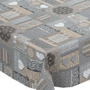 Beige and Grey Hearts PVC Vinyl Wipe Clean Tablecloth  120cm x 120cm Warehouse Clearance