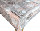 Amelia Grey Pink Taupe vinyl tablecloth ROUND 138cm -Warehouse Clearance