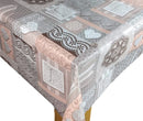 Amelia Grey Taupe and Pink  PVC Vinyl Wipe Clean Tablecloth  ROUND 138cm Warehouse Clearance