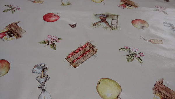 Apple Orchard  PVC Vinyl Wipe Clean Tablecloth  130cm x 140cm Warehouse Clearance