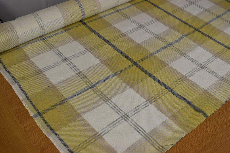 Balmoral Ochre Wool Effect Tartan Fabric sold by the metre- Warehouse Clearance