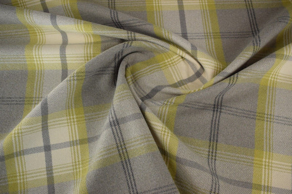 Balmoral Citrus Wool Effect Tartan Fabric -Sold by the Metre - Warehouse Clearance