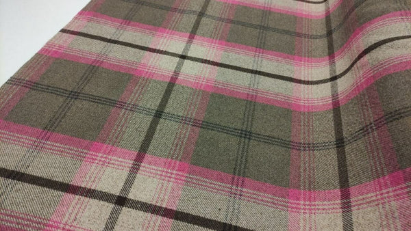 Balmoral Fuschia Wool Effect Tartan Fabric sold by the metre- Warehouse Clearance