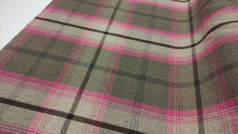 Balmoral Fuschia Wool Effect Tartan Fabric sold by the metre- Warehouse Clearance
