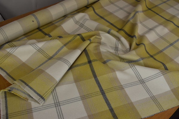 Balmoral Ochre Wool Effect Tartan Fabric sold by the metre- Warehouse Clearance