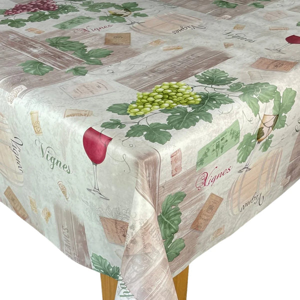 Vineyard Grapes Beige PVC Vinyl Wipe Clean Tablecloth  210cm x 140cm- Dirty on Back- Warehouse Clearance (Copy)