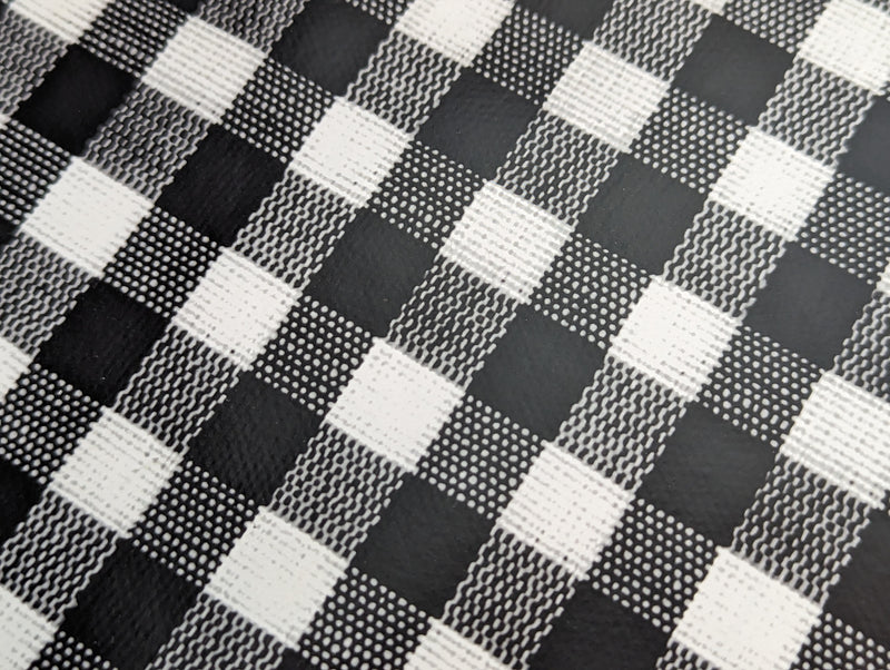 Black Bistro Gingham Check  PVC Vinyl Tablecloth Roll 20 Metres x 140cm Full Roll
