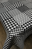 Black Patchwork Checks  PVC Vinyl Tablecloth Roll 20 Metres x 140cm Full Roll