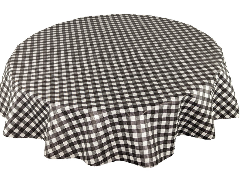 Bistro Check Black Vinyl Oilcloth Tablecloth