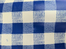 Blue Classic Gingham Check  PVC Vinyl Tablecloth 20 Metres -Minor Print Faults