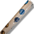 Christmas Blue Baubles on Taupe Wipe Clean Tablecloth Roll | 20m x 140cm | Clearance