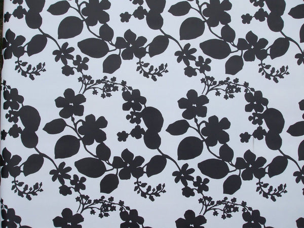 Bold Black Flowers PVC Vinyl Wipe Clean Tablecloth  320cm x 140cm Warehouse Clearance