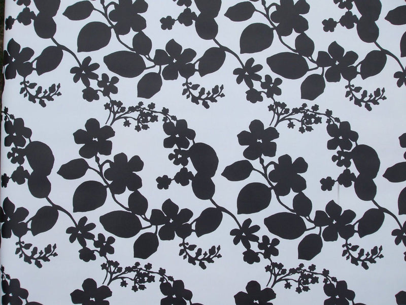 Bold Black Flowers PVC Vinyl Wipe Clean Tablecloth  320cm x 140cm Warehouse Clearance
