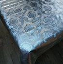 Bold Silver Metallic Damask  Vinyl Oilcloth Tablecloth