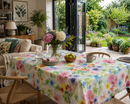 Bright Floral Garden Flowers Vinyl Tablecloth