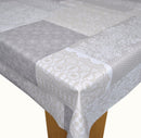 Bruges Light Grey Lace Pattern Squares PVC Vinyl Wipe Clean Tablecloth 130cm x 140cm Warehouse Clearance
