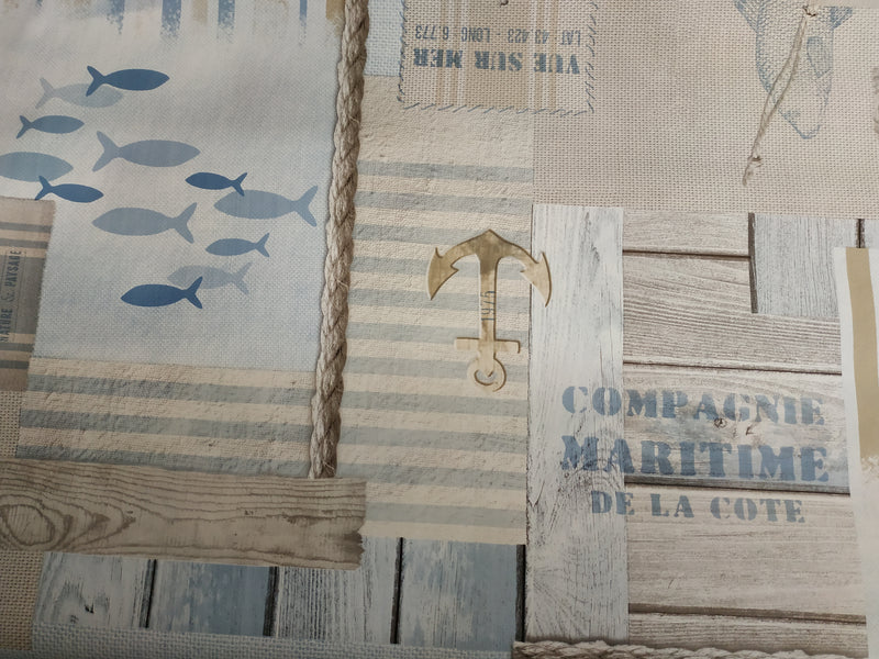 By The Sea PVC Vinyl Wipe Clean Tablecloth  140cm x 140cm Warehouse Clearance