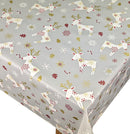 Christmas Scandi Reindeer GREY Vinyl Oilcloth Tablecloth