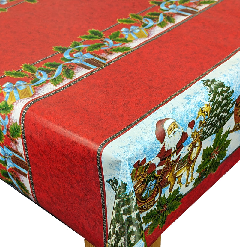 Santa's Gifts Festive Christmas  Vinyl Oilcloth Tablecloth