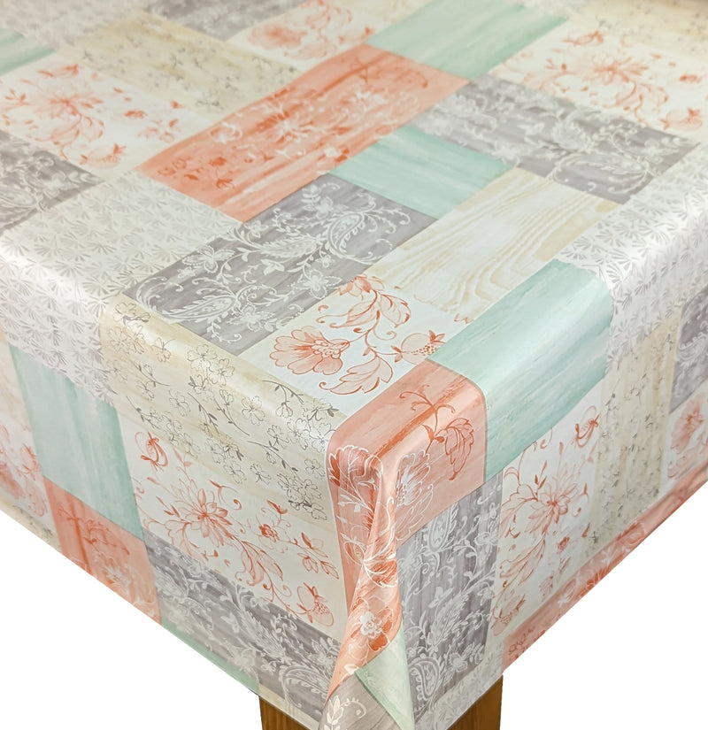 Lottie Floral Pastel Patchwork PVC Vinyl Tablecloth Roll 20 Metres x 140cm