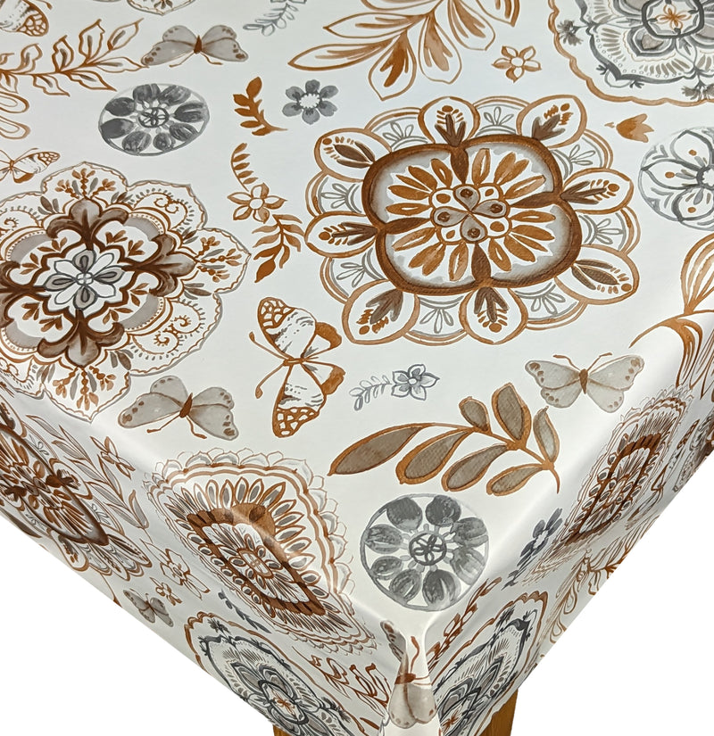 Sofia Copper Grey PVC Vinyl Oilcloth Tablecloth
