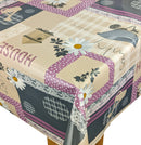 Country Garden Patchwork Purple PVC Vinyl Tablecloth 20 Metres