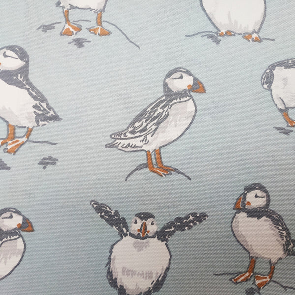 Puffins Mineral Oilcloth Tablecloth by Clarke and Clarke 100cm x 150cm - Warehouse Clearance