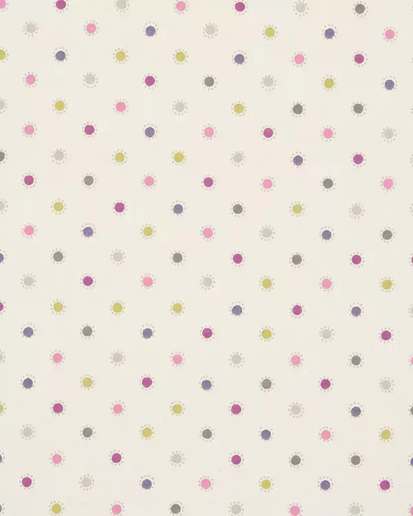Jali Polka Dots Mulberry Multi 100%  Linen Oilcloth Tablecloth