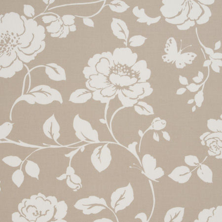 Meadow Taupe Floral Oilcloth Tablecloth by Clarke and Clarke