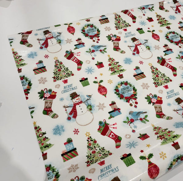 Merry Christmas Multi Oilcloth Table Cloth 200cm x 132cm    - Warehouse Clearance