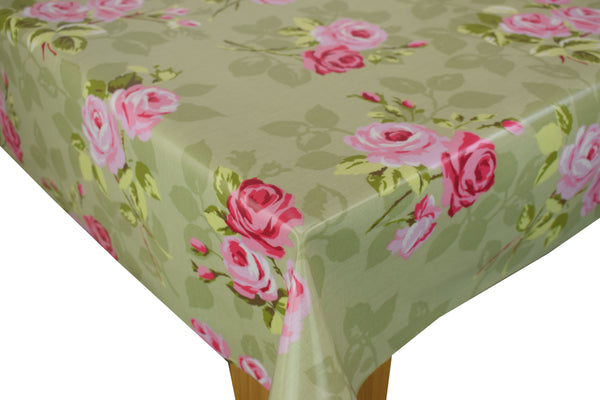 Nancy Rose Sage Green  Oilcloth Tablecloth