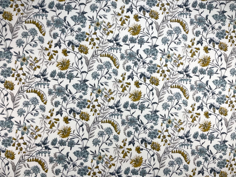 Whinfell Blue Grey Saffron and Mineral  Oilcloth Tablecloth