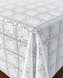 Chantilly Floral Lace Squares White PVC Vinyl Oilcloth Tablecloth