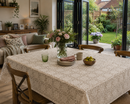 Chantilly Floral Lace Squares Cream PVC Vinyl Oilcloth Tablecloth