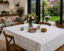 Chantilly Floral Lace Squares White PVC Vinyl Oilcloth Tablecloth
