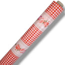 Red Gingham and Rose Stripe  PVC Vinyl Tablecloth 15.3 Metres x 140cm Roll