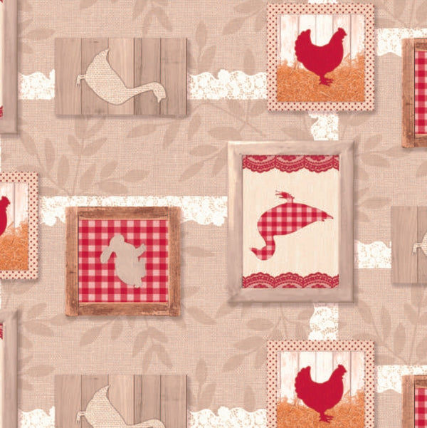 Chickens Duck Rabbits PVC Vinyl Wipe Clean Tablecloth  260cm x 140cm Warehouse Clearance