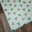 Christmas Holly Duckegg Green on Willow Leaves PVC Vinyl Tablecloth 20 Metres x 140cm Full Roll