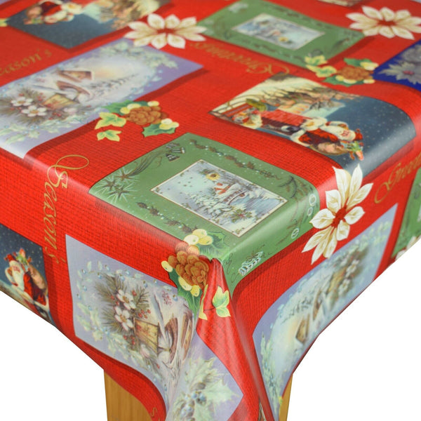 Christmas Cards Traditional Oilcloth Table Cloth 250cm x 140cm   - Warehouse Clearance