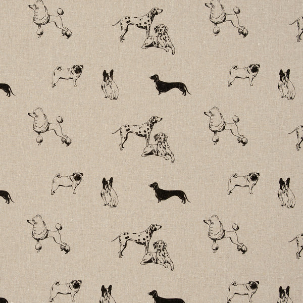 Black Pooches Dogs on Pure  Linen Oilcloth Tablecloth by Clarke and Clarke