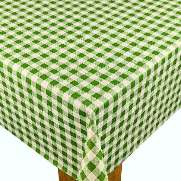 Classic Green Small Gingham Check 12mm Squares Vinyl Oilcloth Tablecloth