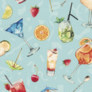 Cocktail Celebration with Fruit Vinyl Tablecloth Roll 20 Metres x 140cm Full Roll