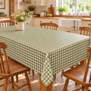 Gingham Check Olive Green Cotton  Oilcloth Tablecloth