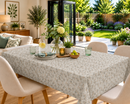 Cottage Blooms Grey Mist Vinyl Oilcloth Tablecloth